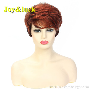 Woman Wig Wholesale Wigs With Bangs for Women Cosplay or Party Black Ombre Orange Red Natural Straight Short Synthetic Hair Wigs